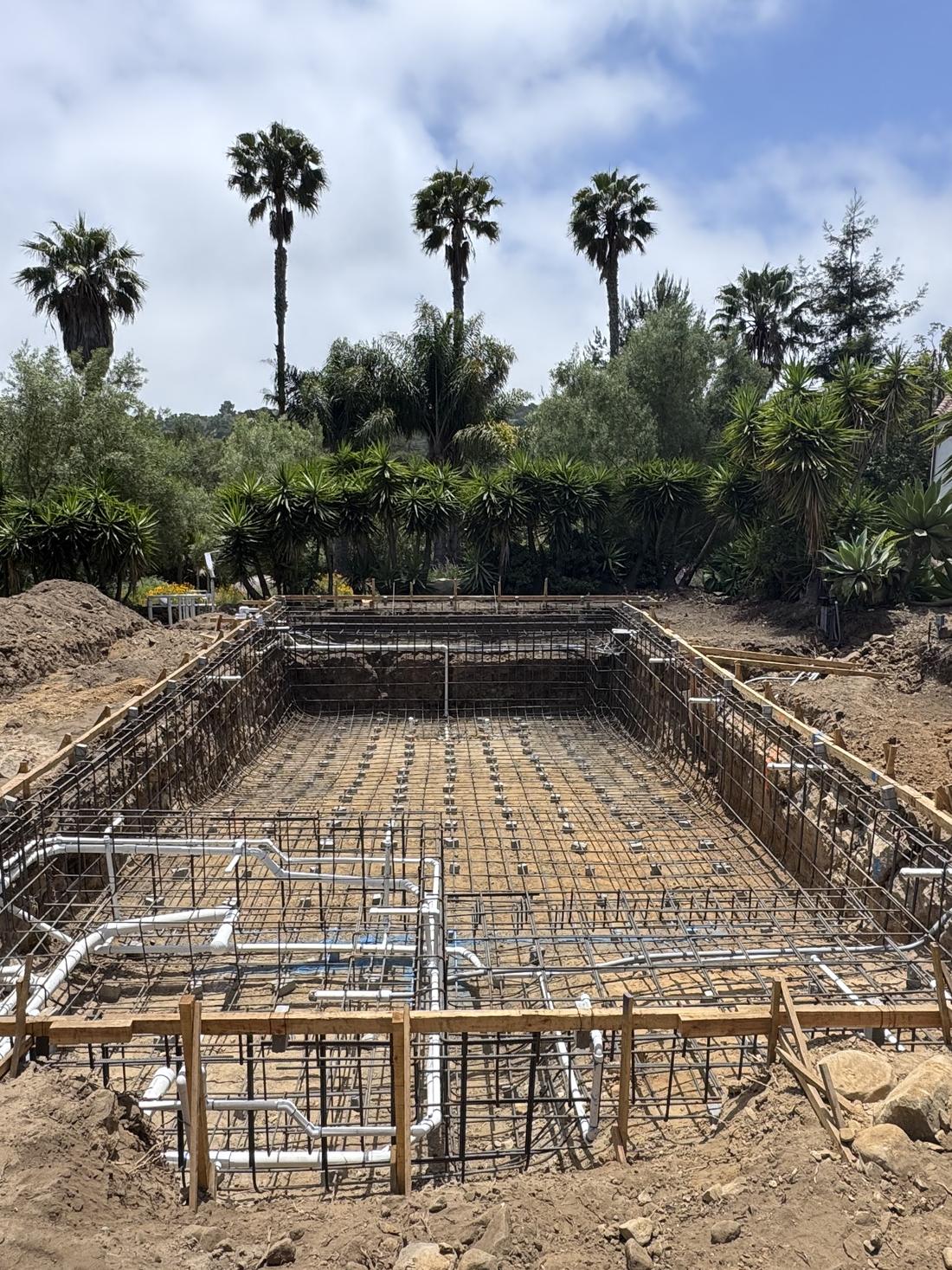 Rebar cage tied in the excavation